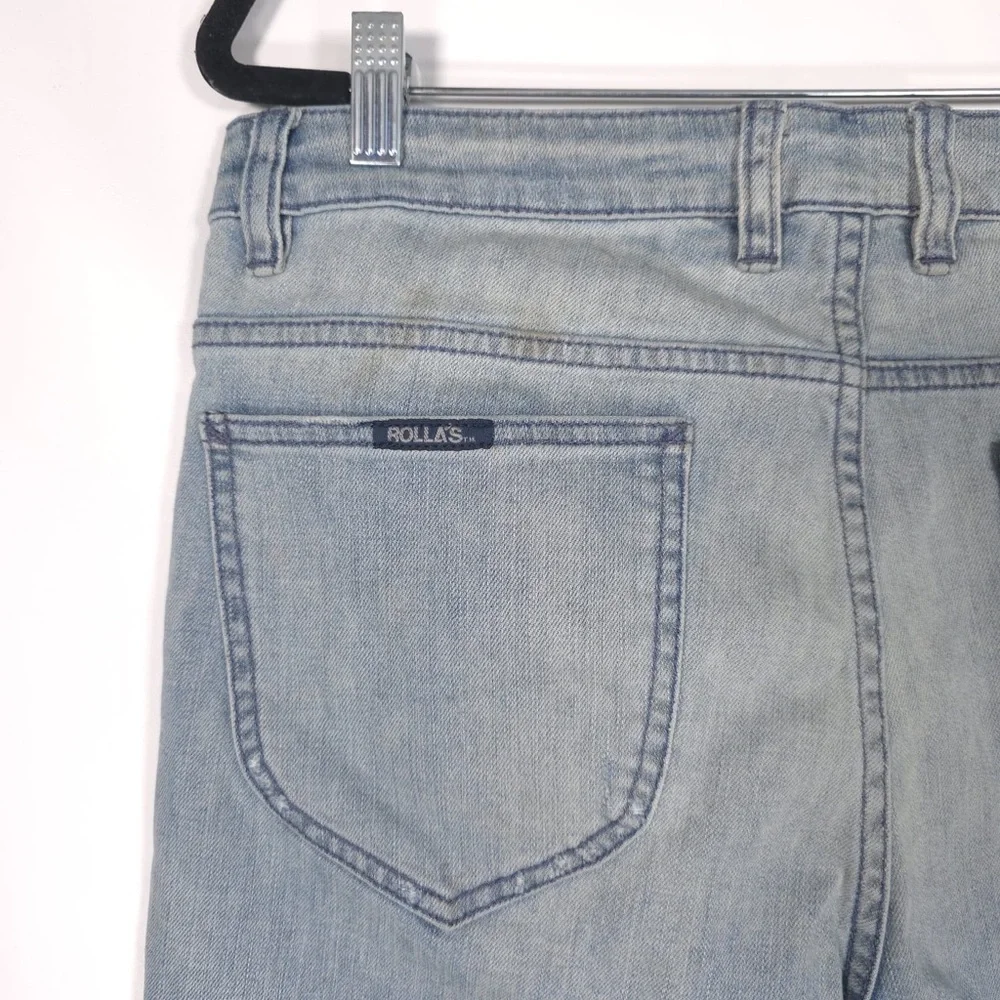 ROLLAS New Men’s THIN CAPTAIN SLIM FIT Jeans Bush Fire Blue Distressed‎ 34x31